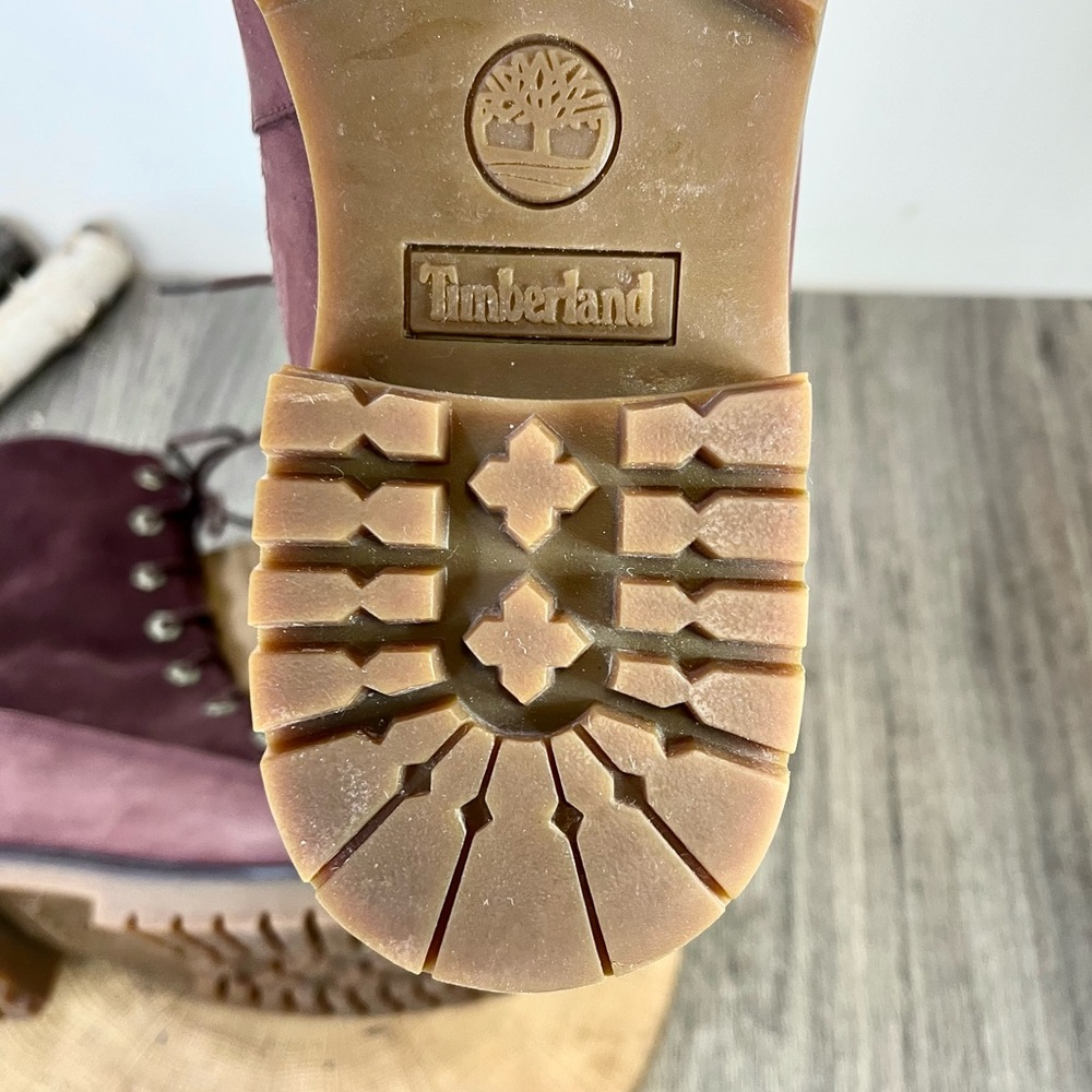 *Timberland | Waterproof Foldover Teddy Fleece Red Leather Suede Bootie Size 9.5 - Picture 14 of 16